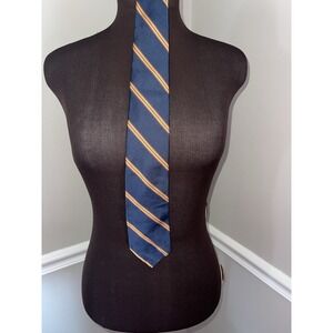 Brooks Brothers Navy Burgundy Gold Striped‎ Silk Tie